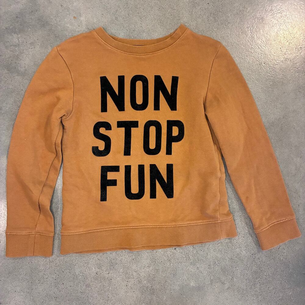 H&M Camel tan brown non stop fun velvet black sweater boys 6